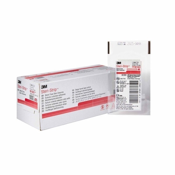 Steri-Strip Skin Closure Strip, 1/4 X 3 Inch, Nonwoven Material, Flexible Strip, Tan, 200PK B1551 - main